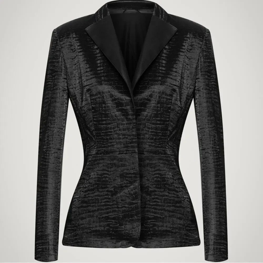 Wolford Black Croco fitted 3 button Blazer In size 6